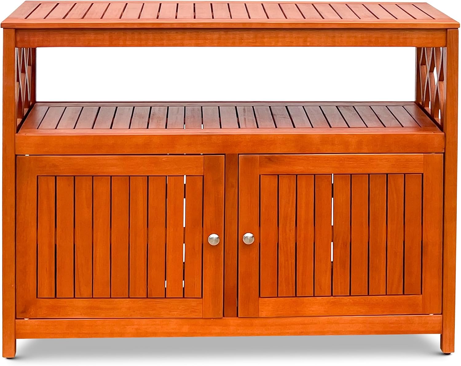 DTY Outdoor Living Longs Peak Eucalyptus Wood Sideboard Table, Outdoor Buffet Cabinet with Storage, Natural Oil Weather-Resistant Finish