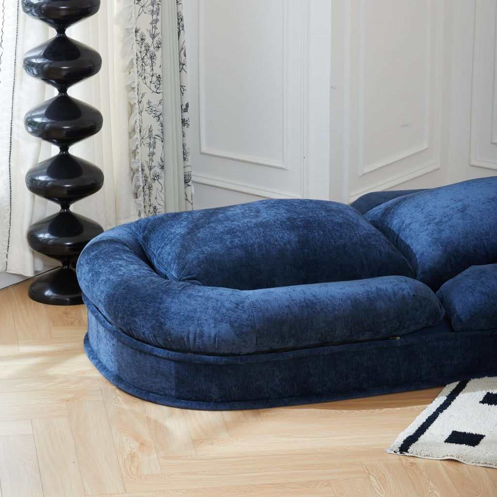 LouannTatami Foldable Lazy Sofa Bed Floor Chair - Adjustable Human Dog Bed for Adults Kids Floor Seats - Cozy Couch for Home Living Room (Blue, Medium)
