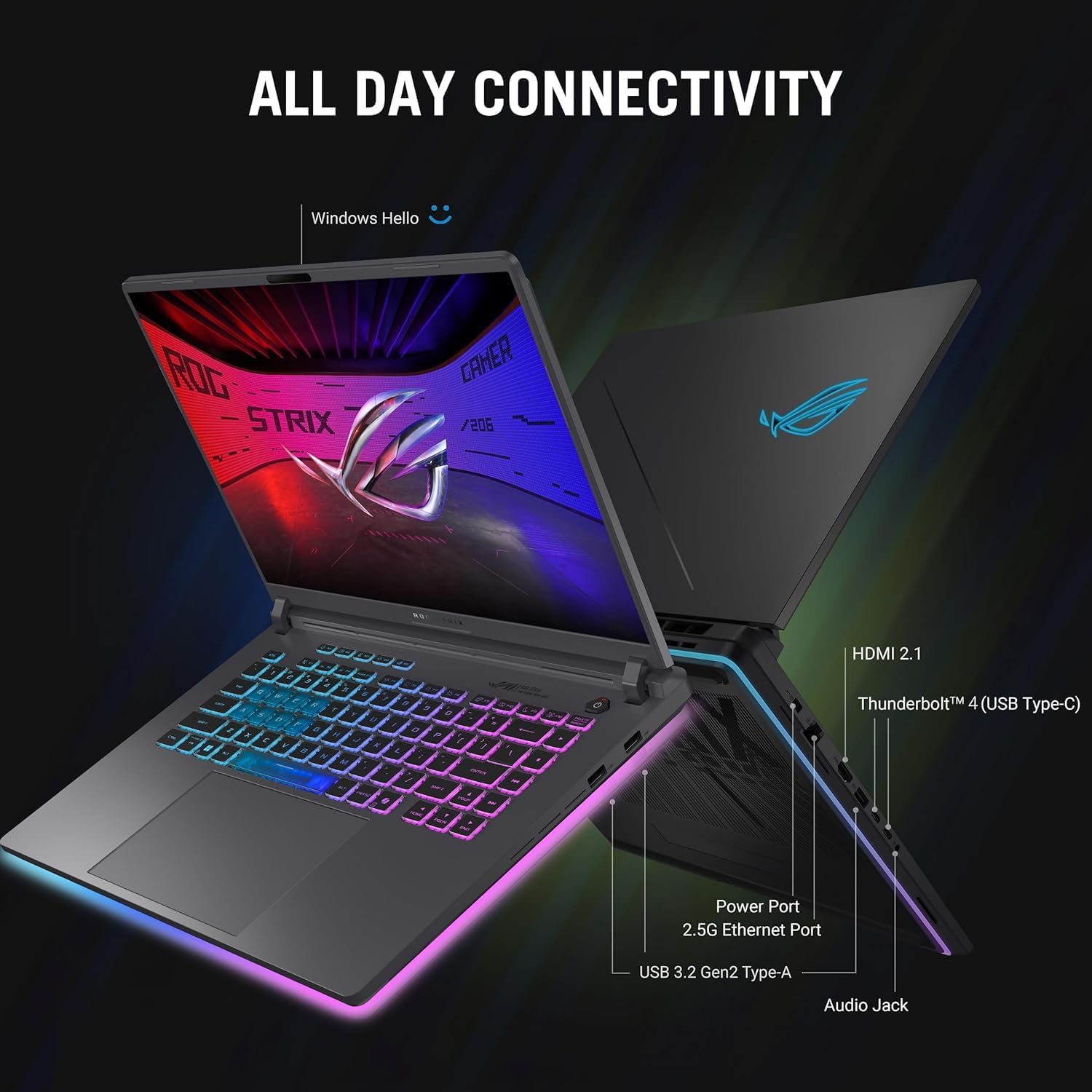 ASUS ROG Strix G16 Gaming Laptop, Intel 16-Core i7-14650HX, NVIDIA RTX 5060, 16' FHD+ 16:10 165Hz/3ms Display, 64GB DDR5, 2TB Gen 4 SSD, Dolby Atmos, Hires Audio, Windows 11 Pro, Wi-Fi 7, Accessories