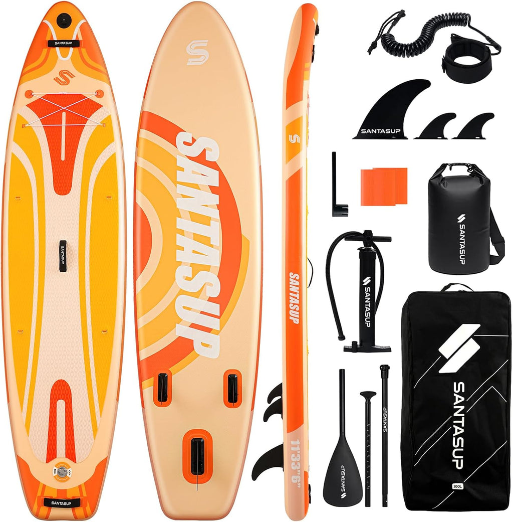 10'6'/11'Wide Inflatable Stand Up Paddle Board for Adults & Youth of All Skill Levels, with Premium SUP Paddleboard Accessories, Anti-Slip EVA Deck