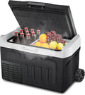 Erivess 12 Volt Portable Refrigerator, 43QT(40L) Electric Cooler, 12/24V DC & 110-240V AC, -4℉~68℉ Dual Mode Portable Freezer, 12V Car Fridge with Pull Rod & Wheels for Camping, Truck, RV, Boat