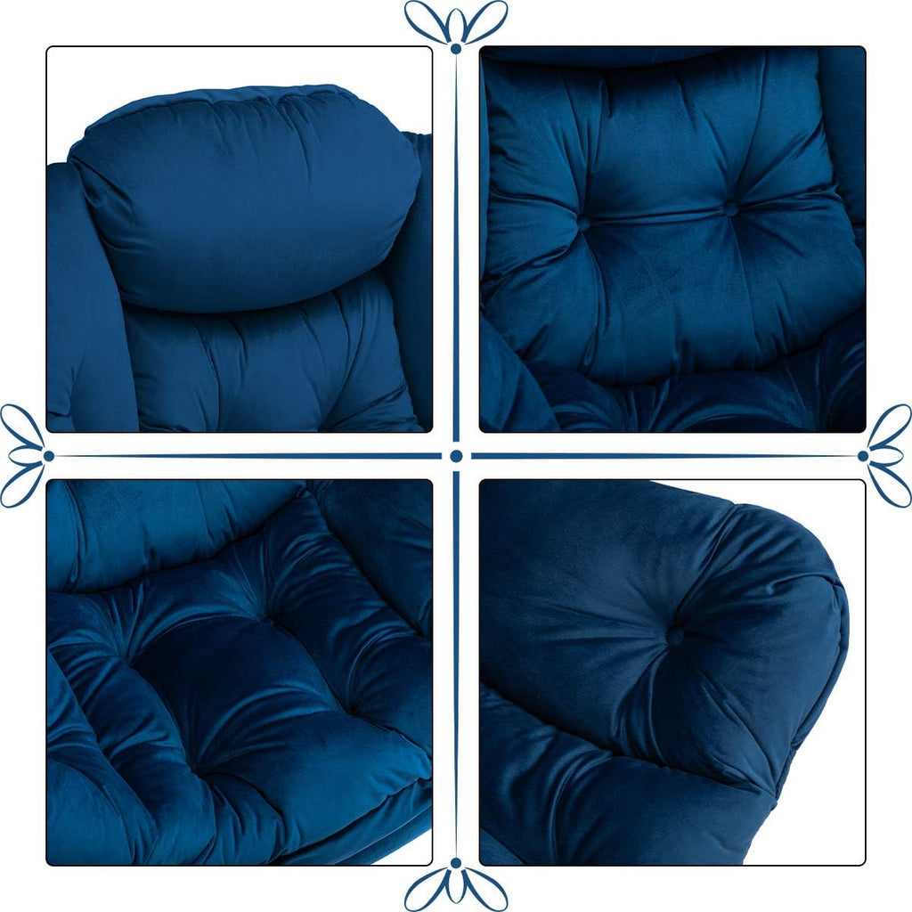 HollyHOME Lazy Chair with Armrest and Side Pocket, Comfy Accent Lounge Chair,Leisure Sofa Armchair for Living Room, Bedroom, Dorm, or Small Spaces, Oversized Reading Sofa Chair,Velvet Royal Blue