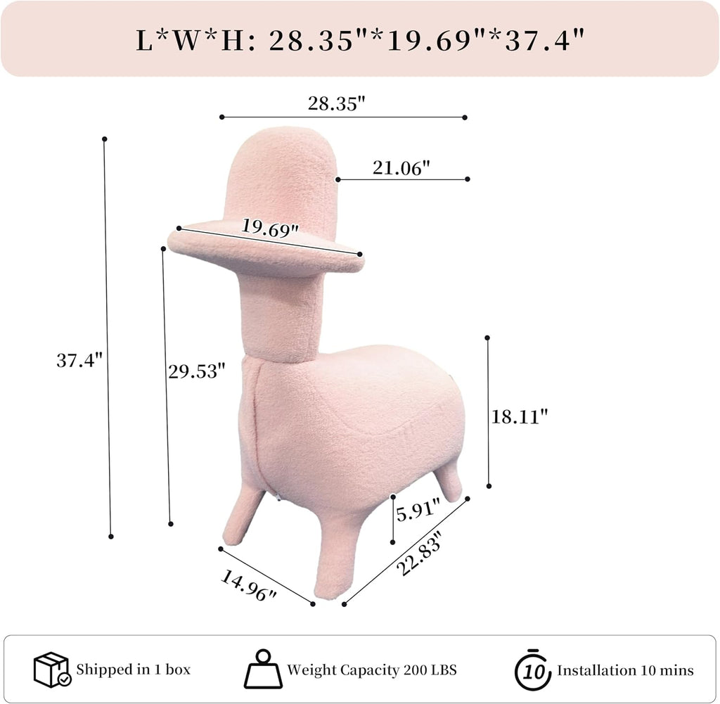 Animal Shape Gaming Chair, Soft Lamb Wool, Cute Duckbill-Shaped Chair for kids, Deep Cushion, Small Sofa for Small Space, Ideal for Bedroom/Living Room/Office, Stylish Furniture, Easy Assembly, Pink