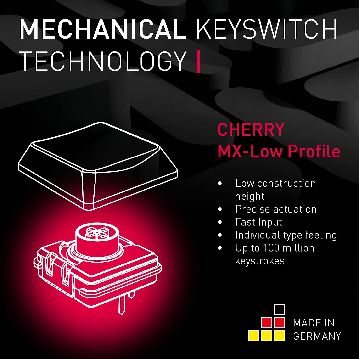 Cherry MX-LP 2.1 Compact Wireless Gaming Keyboard. RGB MX Silver Speed Switches. RGB Lighting Low-Profile MX Precision switches. 65% Size. 68 Keys. (Black & Orange)