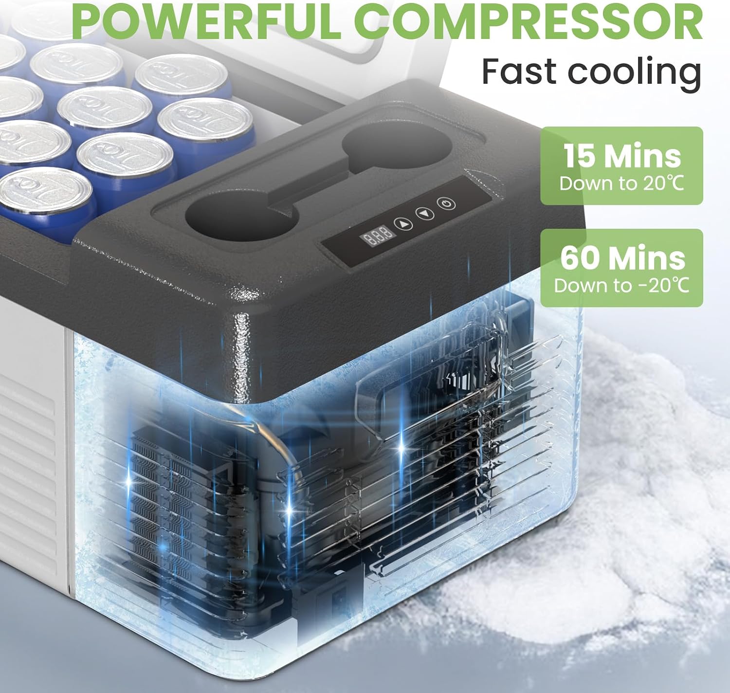 Alpicool Car Refrigerator 12 Volt Portable Car Fridge 16 Quart（15 L Electric Cooler with AC/DC，Car Refrigerator Freezer for Truck Van RV Camper SUV, Camping Boat Travel，-4~68°F