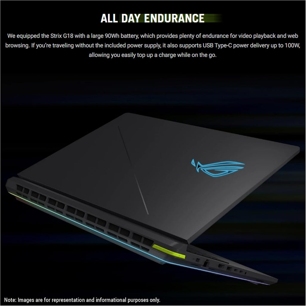 ASUS ROG Strix G18 Gaming Laptop, Intel Ultra 9-275HX, 32 GB DDR5 RAM, 4 TB PCIe SSD, 18' 2.5K (2560x1600) 240Hz Nebula Display, N-vidia G-Force RTX 5070Ti, 4-Zone RGB Keyboard, W11 Pro, Eclipse Gray