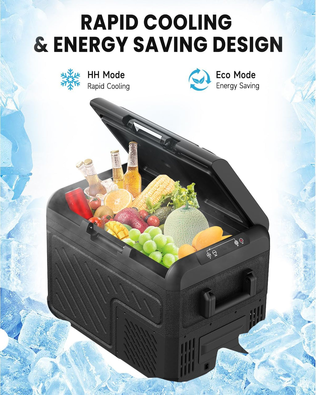 SubSun Portable Car Refrigerator, Car Refrige(-8℉~68℉), Electric Compressor Cooler 12V/24V DC and 110-220V AC for Camping, Road Trip, Boat, Skincare, Outdoor and Home (53 Quart)