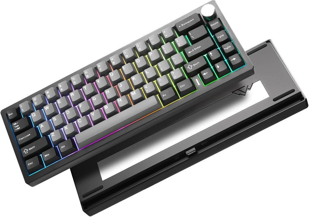 YUNZII AL68 Wireless Mechanical Keyboard,Full Aluminum CNC,60% Layout with Knob, QMK/VIA Software,Gasket Mounted,Hot Swappable,RGB Backlit,BT/2.4G/USB-C for Mac/Win(Black, Gateron Zero)