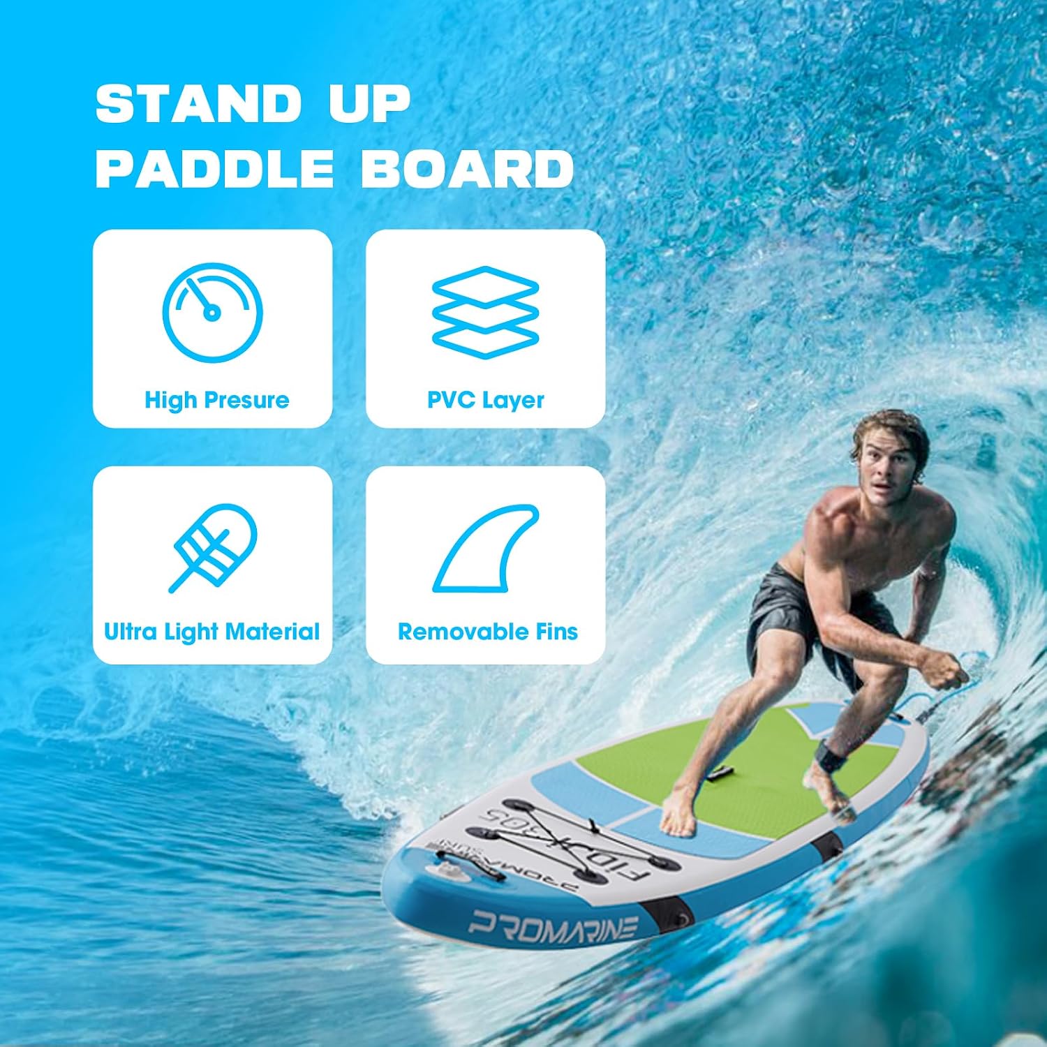 10' Inflatable Stand Up Paddle Board, Extra Wide SUP Blow Up Paddleboard with Adjustable Paddle, Kayak Seat Accessories, Non-Slip Comfort Deck for Adults & Youth of All Skill Levels