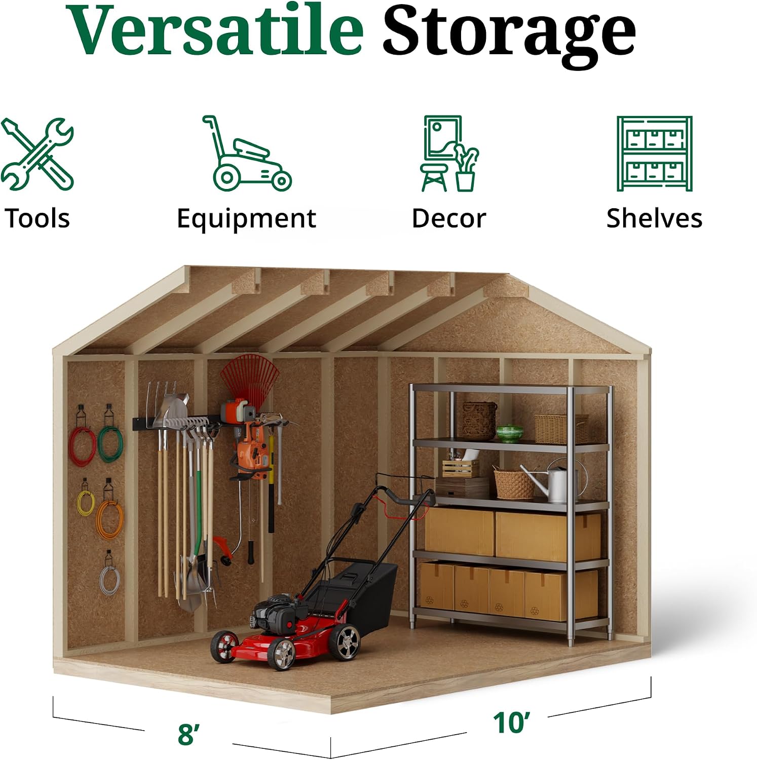 Little Cottage Co. 8x10 Value Workshop Shed with Operable Windows and Floor, Outdoor Wood Storage Do-It-Yourself Precut Kit