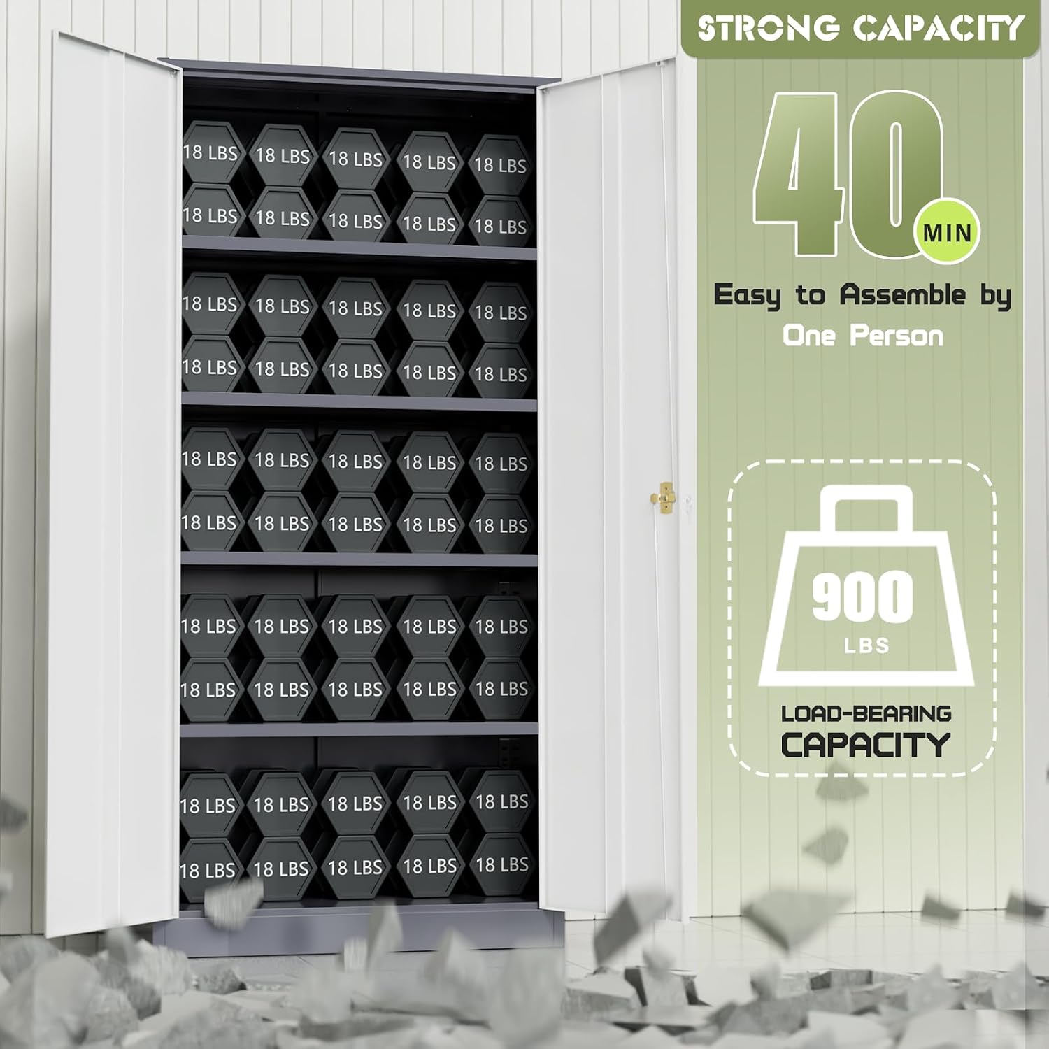Incbruce Patio Metal Storage Cabinets, 72' H x16 D Outdoor Tool Shed with Doors and Adjustable Shelves for Home, Patio, Office (Grey White)