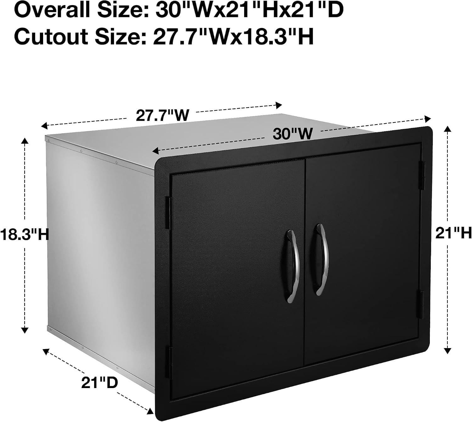 Stanbroil Double Door Dry Storage Pantry - 30-Inch Access Door Black Steel Cabinet Storage for Outdoor Kitchen, BBQ Island, Patio Grill Station