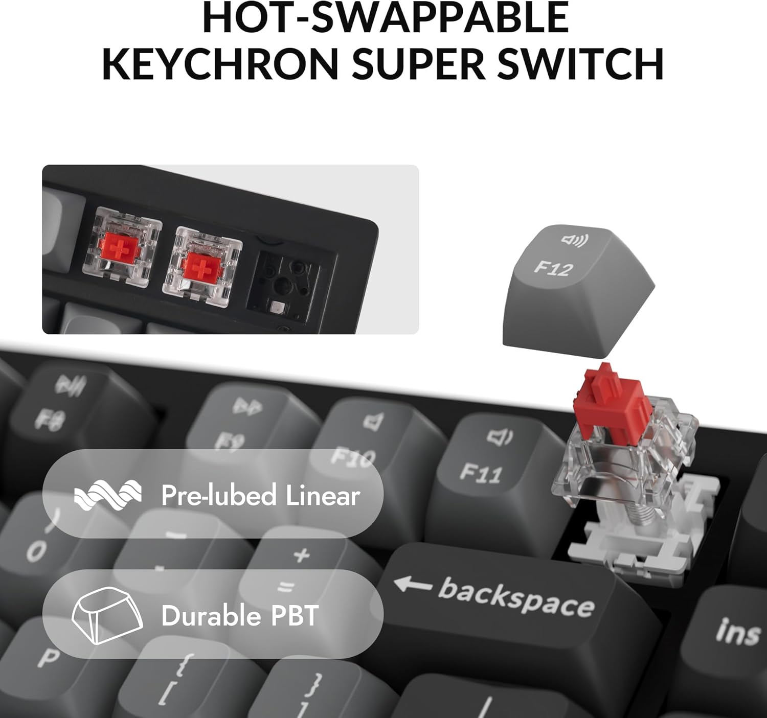 Keychron K10 Max Wireless Custom Mechanical Keyboard, QMK 2.4 GHz Bluetooth Full-Size with Hot-swappable Keychron Super Red Switch Compatible with Mac Windows Linux (RGB Backlit)