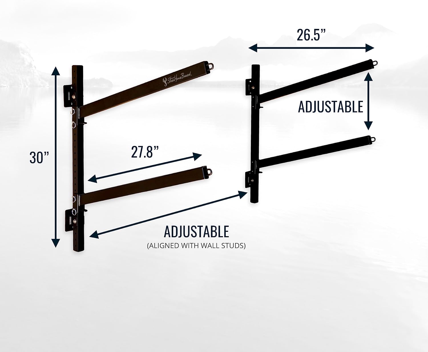 StoreYourBoard Standup Paddleboard and Surfboard Storage Rack, 2 SUP Adjustable Wall Mount System, Heavy Duty Holds 200 lbs