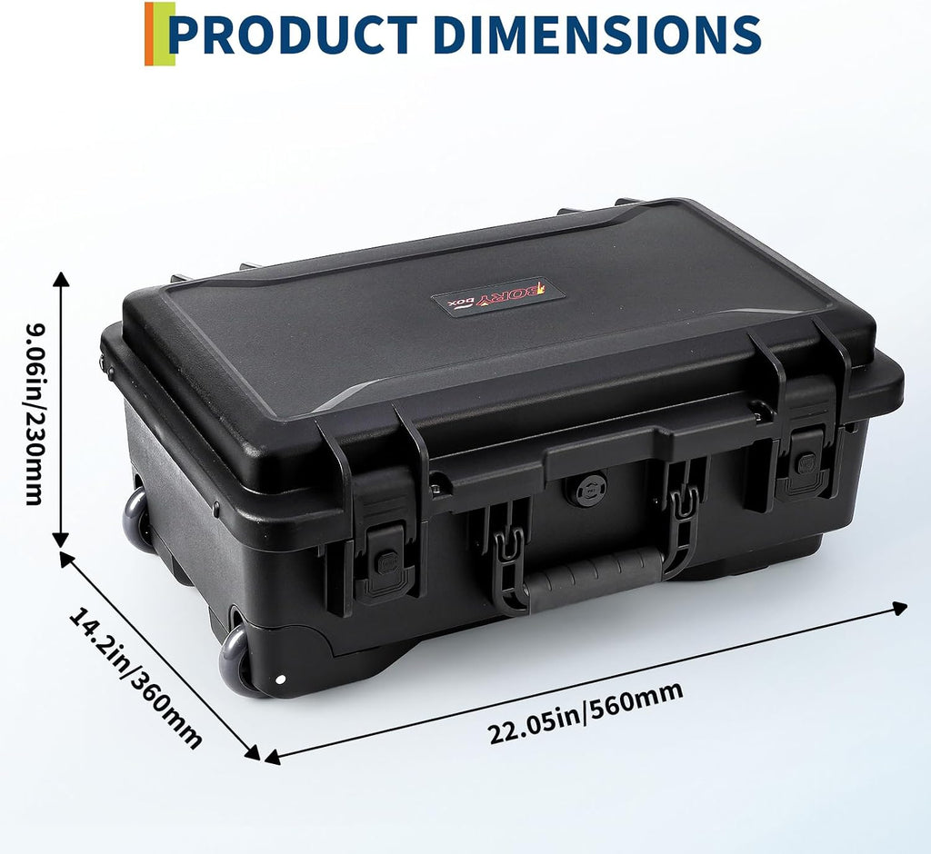 Garvee Protective Case,Heavy Duty Protective Dry Box Case with Padded Dividers and Wheels,Waterproof Travel Camera Case Dustproof and Impact Resistant,22' x 14' x 9',for Travel, Hunt