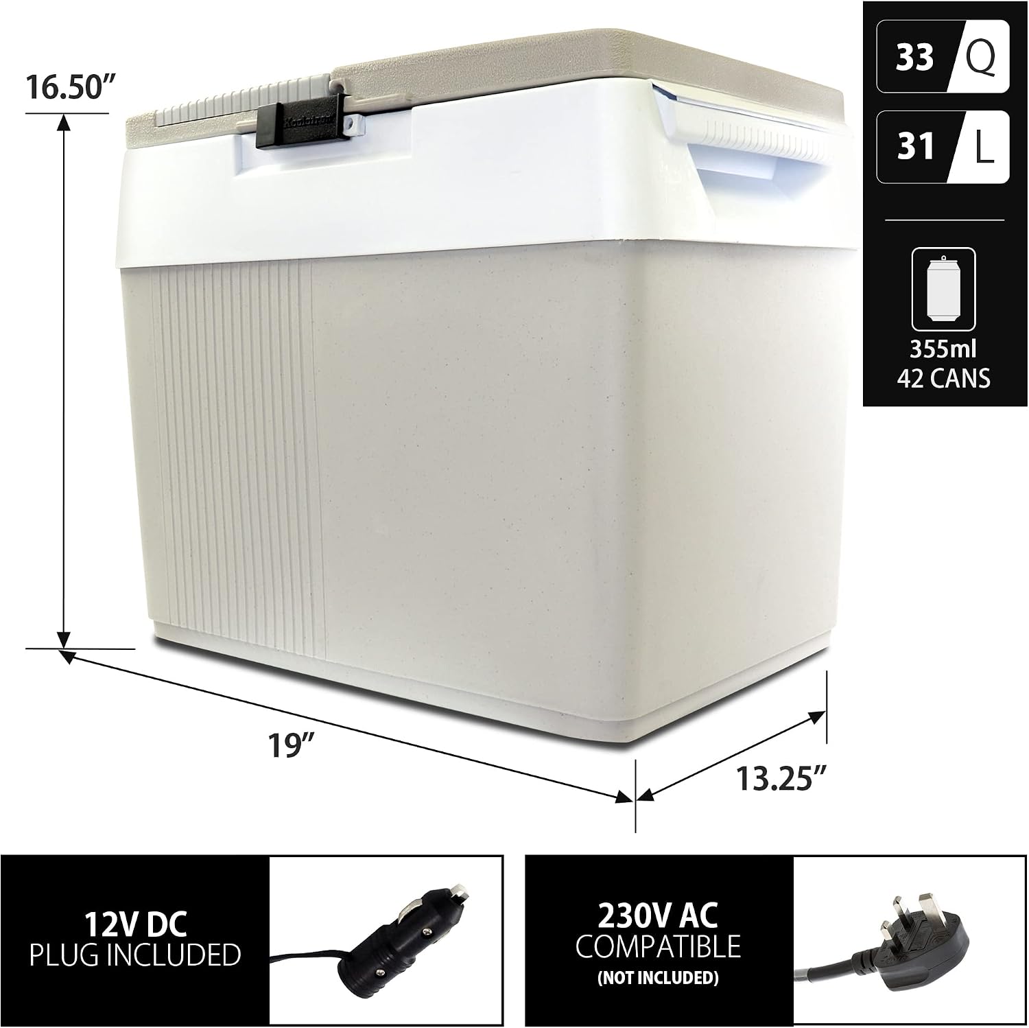 Koolatron 12V Iceless Cooler & Warmer – Portable 33 qt Electric Cooler/Nevera Portátil Eléctrica for Car Truck Camper Boat Hard Sided Mini Fridge for Camping Picnic Travel Lunch Food Drinks Office