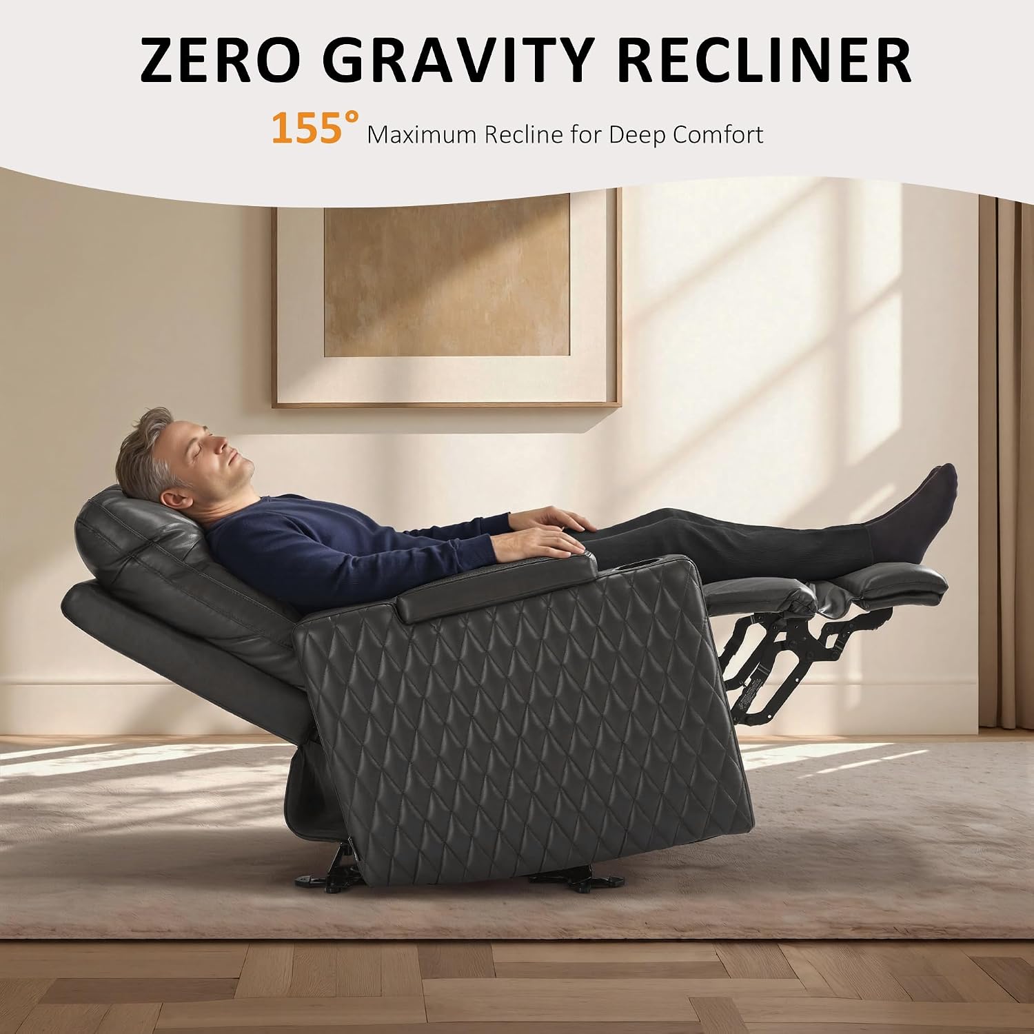 MCombo Oversized Power Recliner Chair with Adjustable Headrest & LED Light for Adults, Zero Gravity Recliner with USB & Type C Ports, Cup Holders for Living Room & Home Theater, Faux Leather HTS401