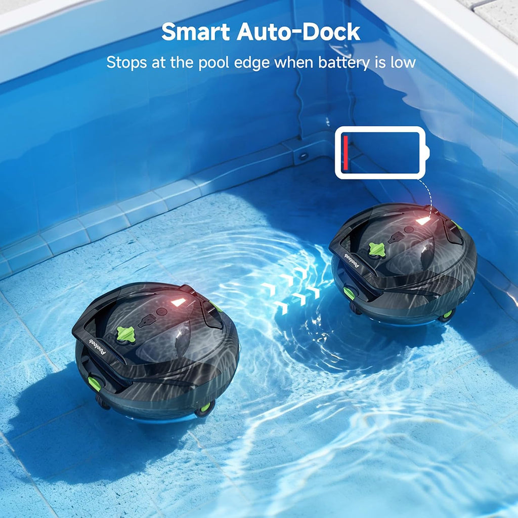Pooloob Robotic Pool Vacuum Cleaner with Triple-Layer Filtration & Floating Buoy, for Regular Daily Maintenance, Flat Floor Cleaning for Above/In-Ground Pools,NOT for Initial or Deep Cleaning or Swamp