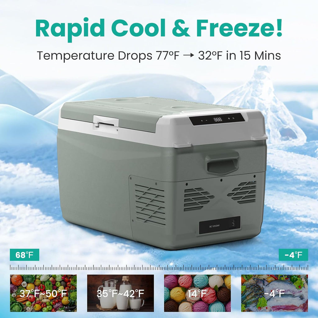 Alpicool Electric Cooler for Car Refrigerator 12 Volt Car Fridge 29 Quart Portable Freezer for Truck SUV RV Van Camper,Camping Boat Travel,-4~68°F (12V 240V, GC30)