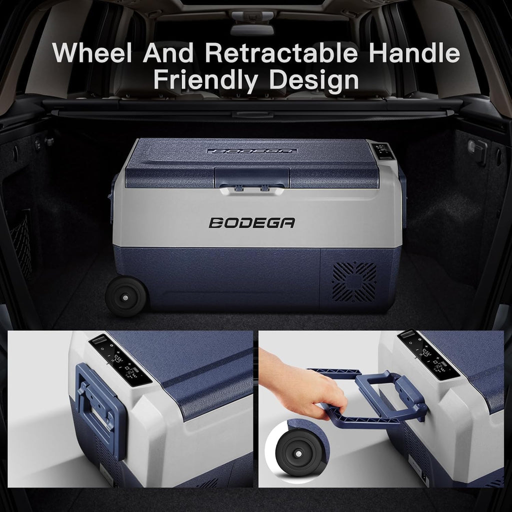 BODEGACOOLER 12 Volt Car Refrigerator,64 Quart Portable Car Freezer Fridge Bluetooth Control,(60L) -4℉-68℉ Electric Cooler 12/24V DC and 100-240V AC for Travel,Camping,RV,Boat Road Trip Tailgating