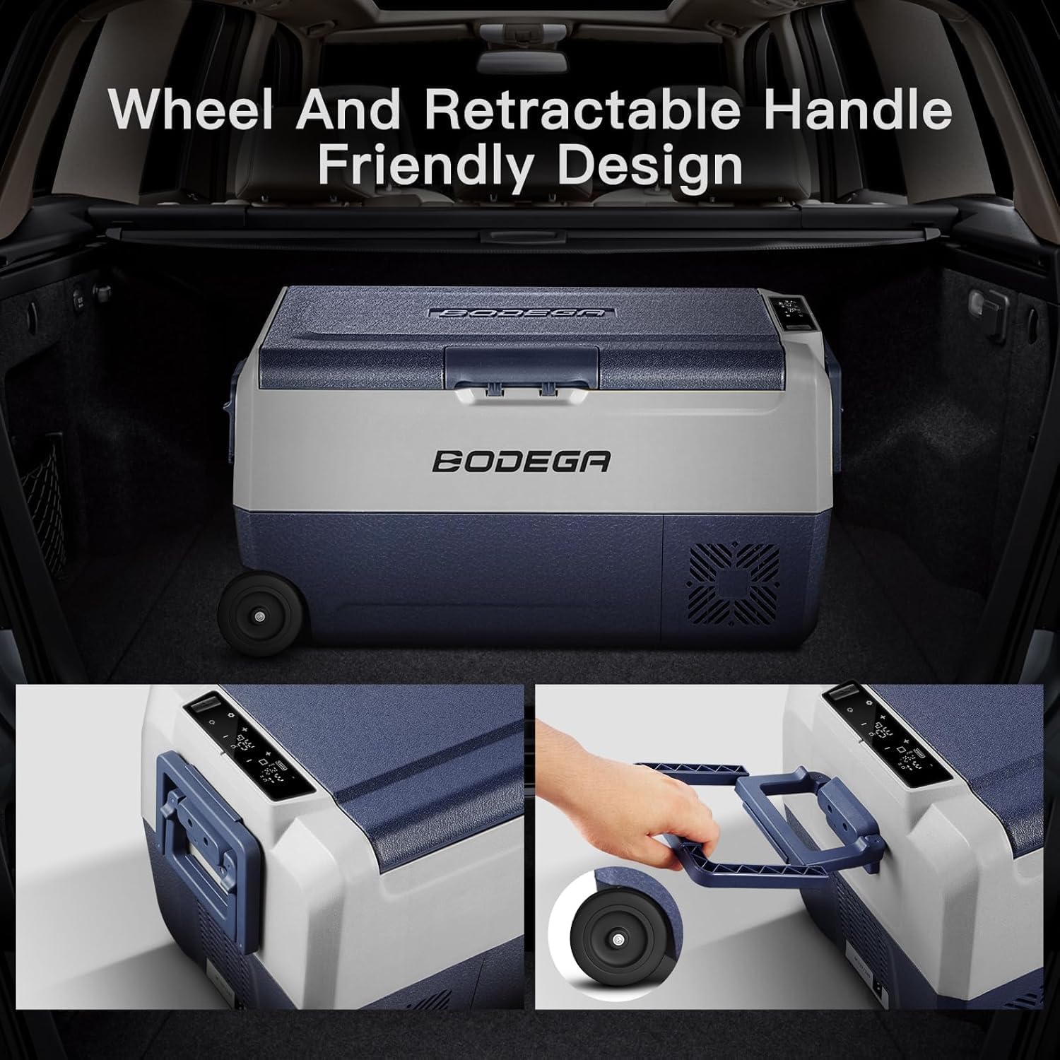 BODEGACOOLER 12 Volt Car Refrigerator,64 Quart Portable Car Freezer Fridge Bluetooth Control,(60L) -4℉-68℉ Electric Cooler 12/24V DC and 100-240V AC for Travel,Camping,RV,Boat Road Trip Tailgating
