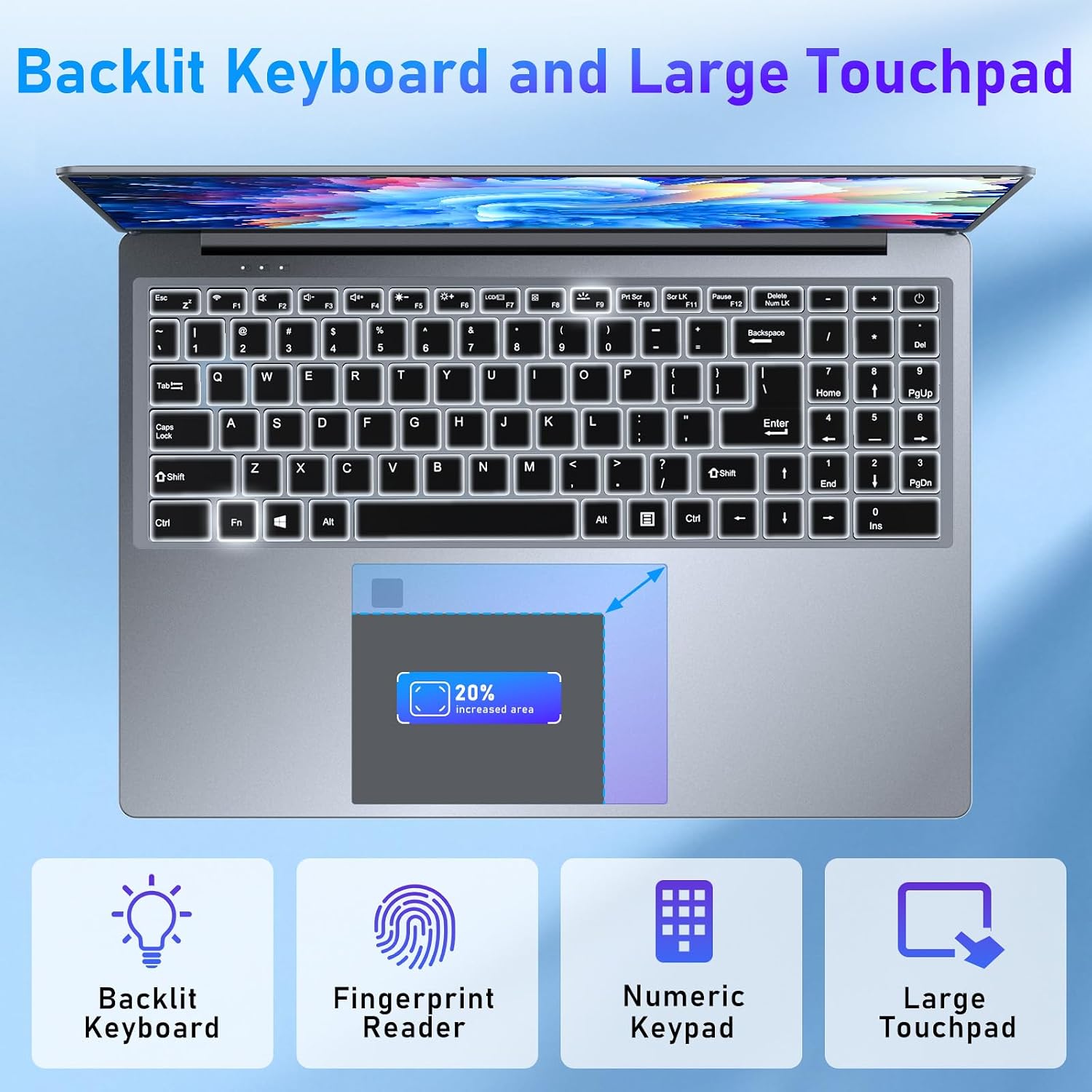 16 Inch Gaming Laptop Computer, 2026 Window 11 Pro Lap Top 16GB DDR4 RAM 512GB SSD, Processor N95(Up to 3.4GHz), 1200p FHD IPS Display, Office 365, Backlit Keyboard, 6000mAh, Portatil