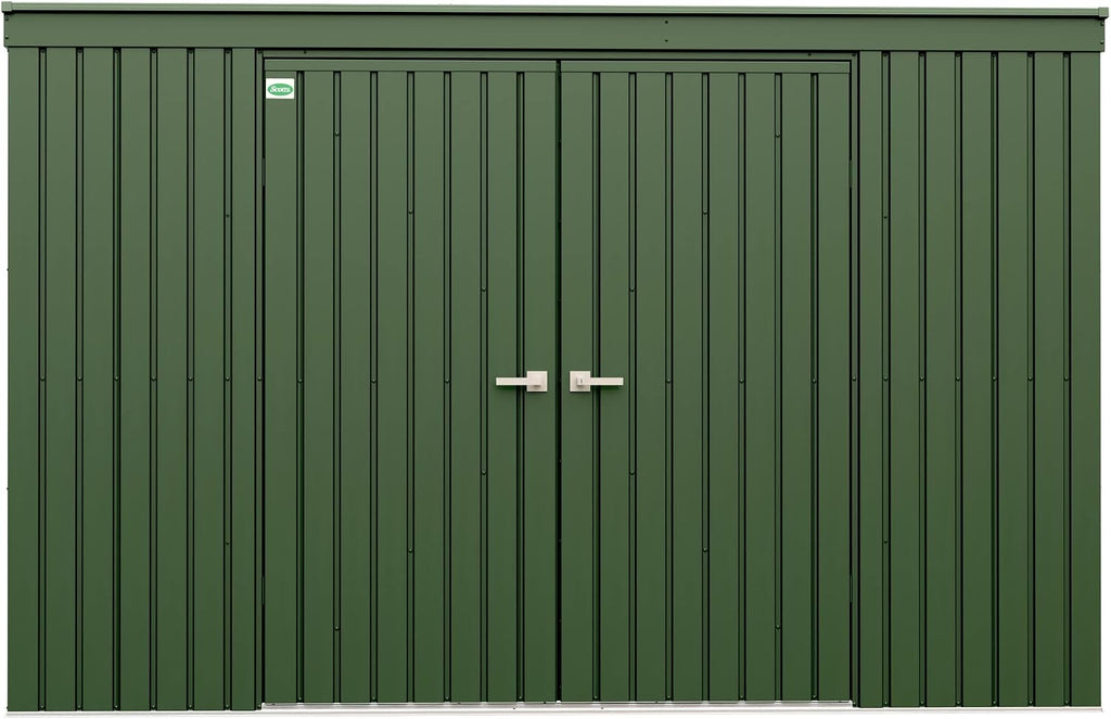 Scotts 10' x 4' Garden Storage Shed Outdoor Lockable Water-Resistant Steel Building with Tool Hanger and Pent Roof, Green
