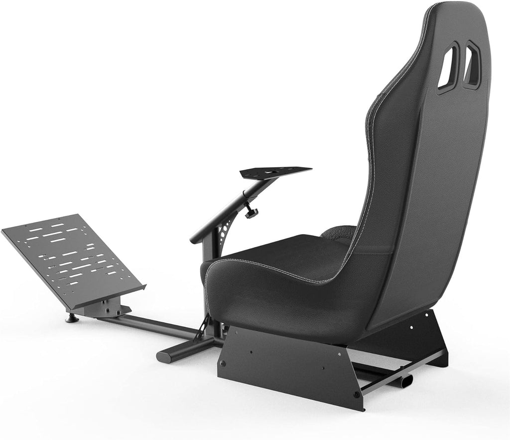 Sim Racing Cockpit with Seat | Compatible with G29 G920 G923 T248X T248 T300RS TX F458 T500RS| Easy to Install Racing Wheel Stand for PS5, Xbox, PC Gaming (Black/Black)