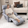 Moccha Floor Chairs for Adults, Adjustable 6-Position Floor Lounger w/Adjustable Armrests, Backrest & Footrest, No Assembly Folding Lazy Sofa Chair for Gaming, Light Weight Chaise Lounge
