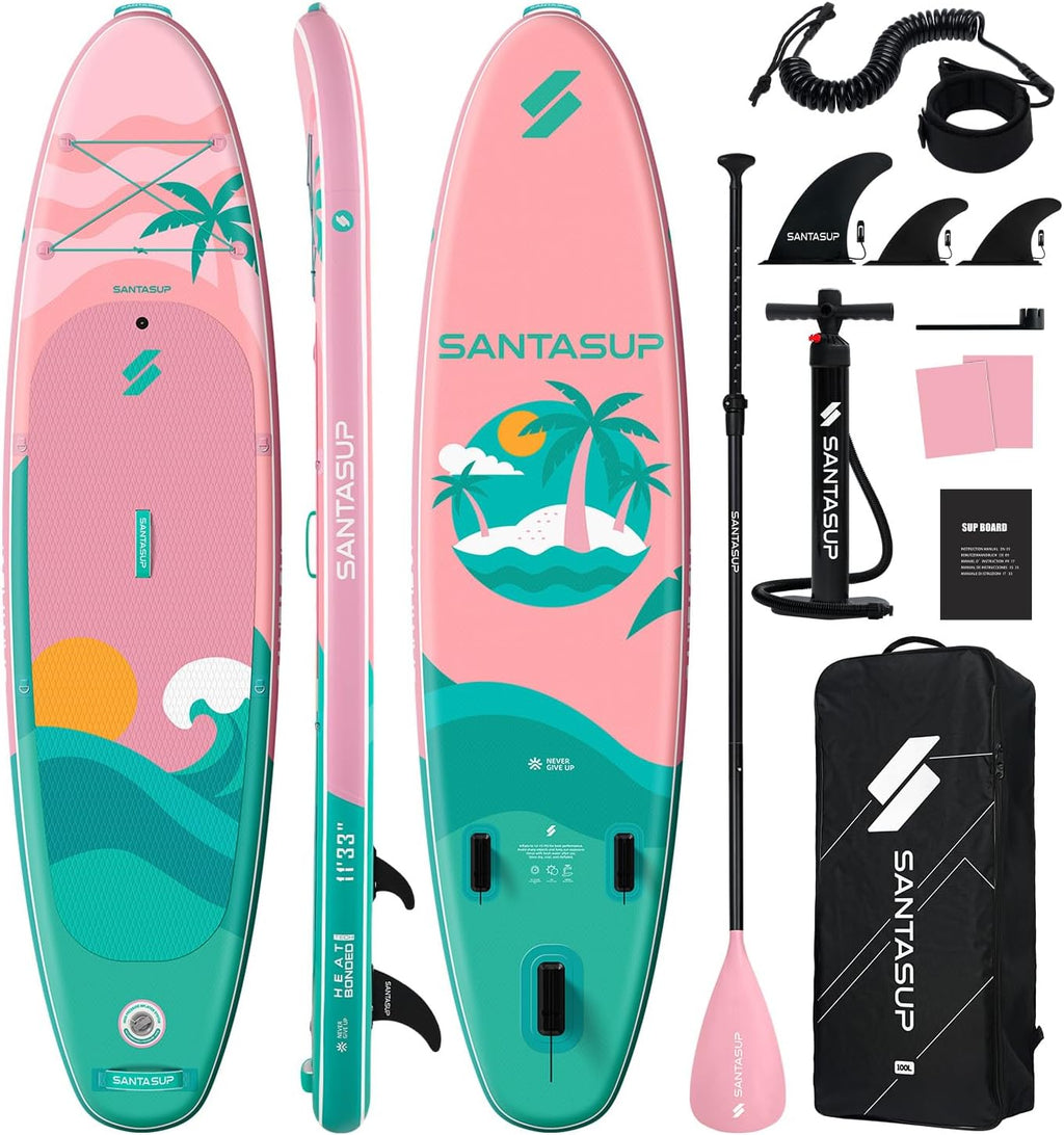 10'6'/11'Wide Inflatable Stand Up Paddle Board for Adults & Youth of All Skill Levels, with Premium SUP Paddleboard Accessories, Anti-Slip EVA Deck
