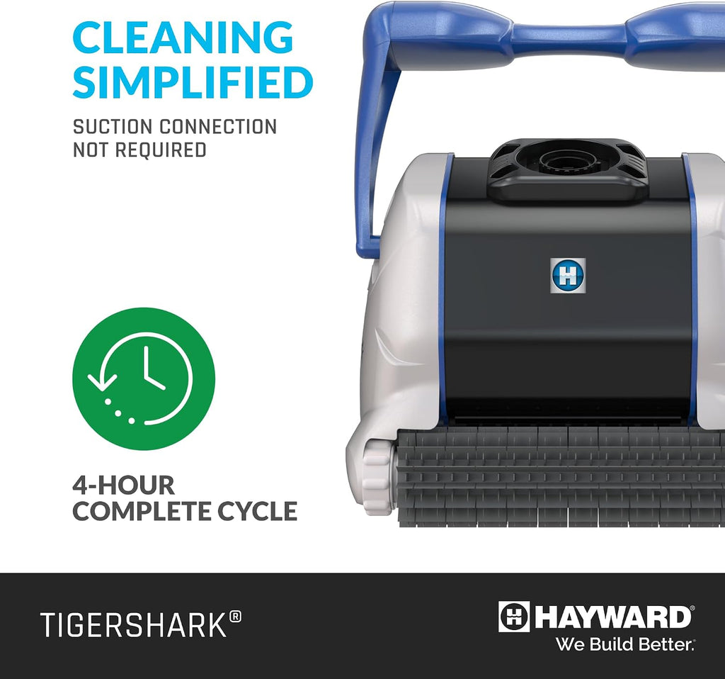 Hayward W3RC9950CUB TigerShark Robotic Pool Cleaner for In-Ground Pools up to 20 x 40 ft. (Automatic Pool Vacuum)