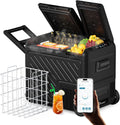WOLFBOX 12V Car Refrigerator, 49 Quart Dual Zone Car Fridge, Portable Freezer(-8℉~68℉) with 12/24V DC 100/240V AC, APP Control Electric Cooler for Car, RV, Camping, Travel and Home Use