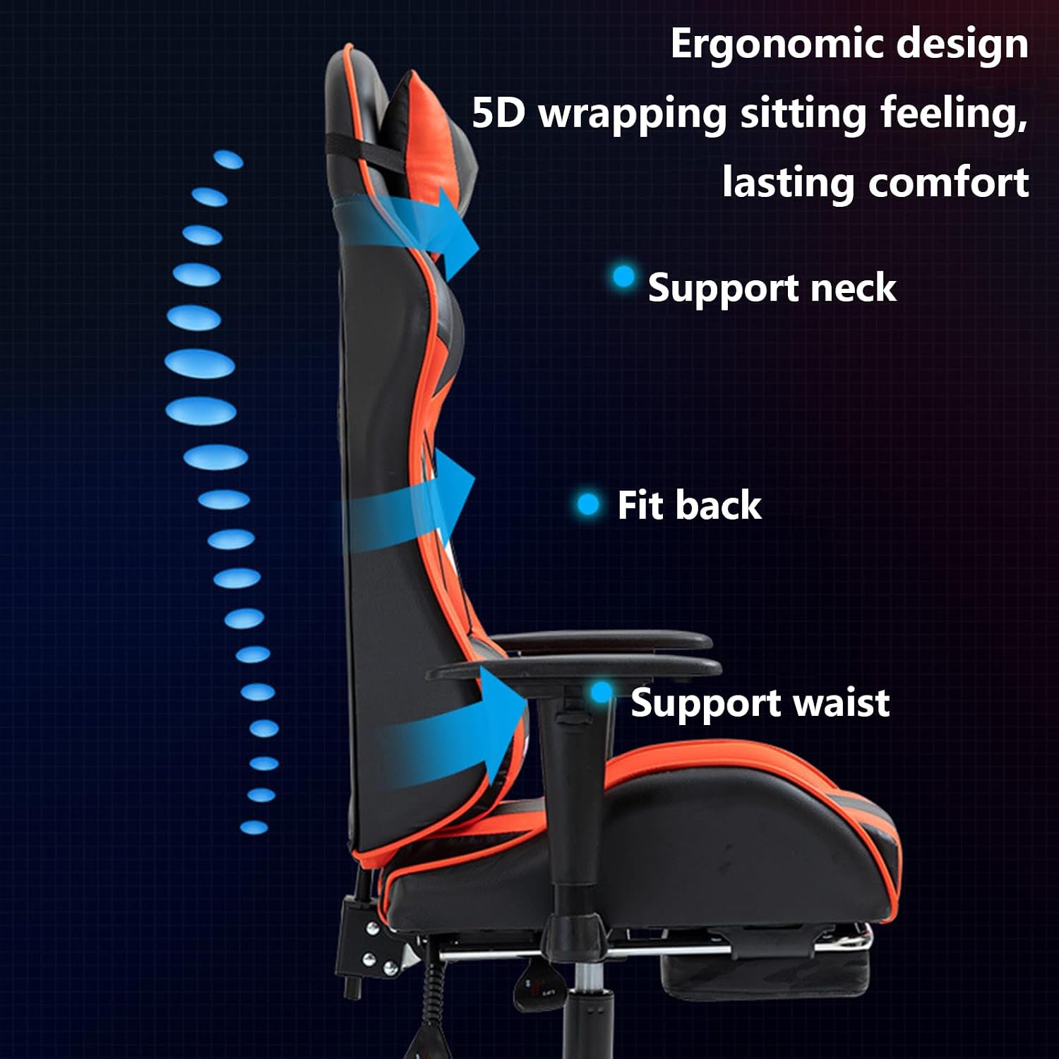Computer Gaming Chair with Footrest and Lumbar Support Ergonomic High Back Video Game Chairs with Swivel Seat and Headrest Height Adjustable Racing Style Office Computer Game Chair, Blackwhite