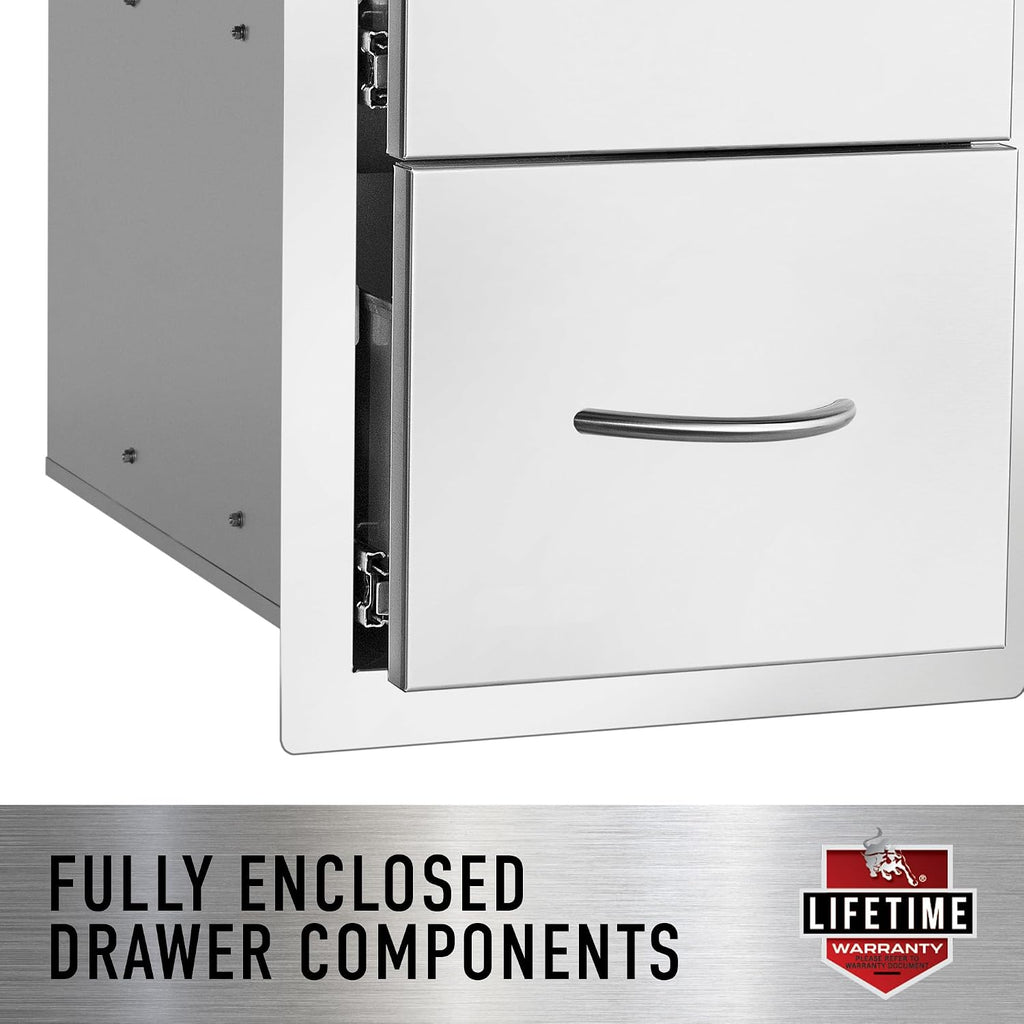 Bull Outdoor Products Premium Components for Outdoor Kitchen BBQ Island 38' Door/Drawer Combo with Reveal