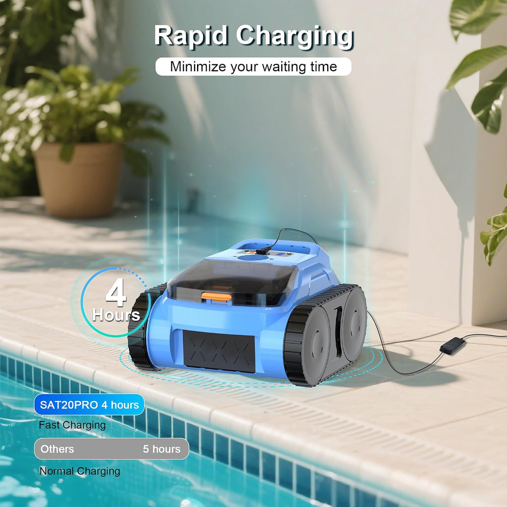 (2025 New) Pool Vacuum for Inground Pools Cordless Robotic Pool Cleaner, 4-in-1 Floor/Wall/Waterline Cleaning/Smart Navigation, 180 Mins Runtime Pool Vacuum for Inground Pools Up to 2100 Sq.ft