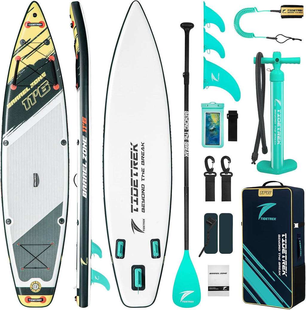 11'6' Inflatable Stand Up Paddle Boards, Premium SUP Accessories, Non-Slip Comfort Deck for Youth & Adults