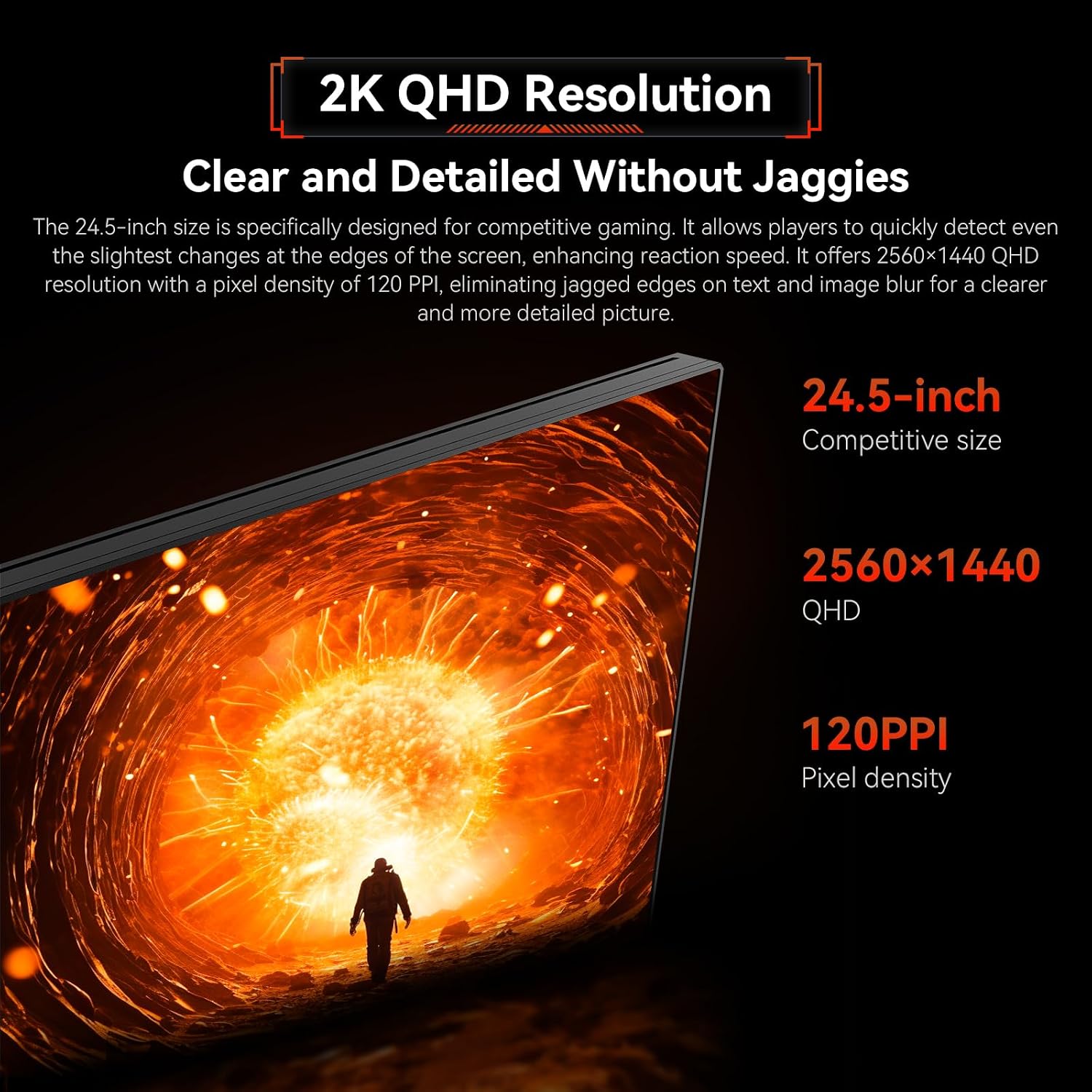 TITAN ARMY 24.5 Inch QHD 2560 x 1440p 240Hz Fast IPS Gaming Monitor,Adaptive-Sync 1ms 126% sRGB P2510S, Black