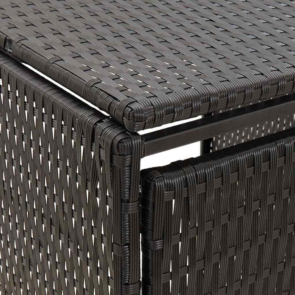 vidaXL - Single Wheelie Bin Shed, Poly Rattan Outdoor Concealment Solution with Durable Powder-Coated Steel Frame, Black, 27.6'x31.5'x46.1'