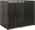 vidaXL Bin Store, Outdoor Trash Can Storage for Garbage Cans, Double Wheelie Bin Shed for Patio Backyard Garden, Black Poly Rattan