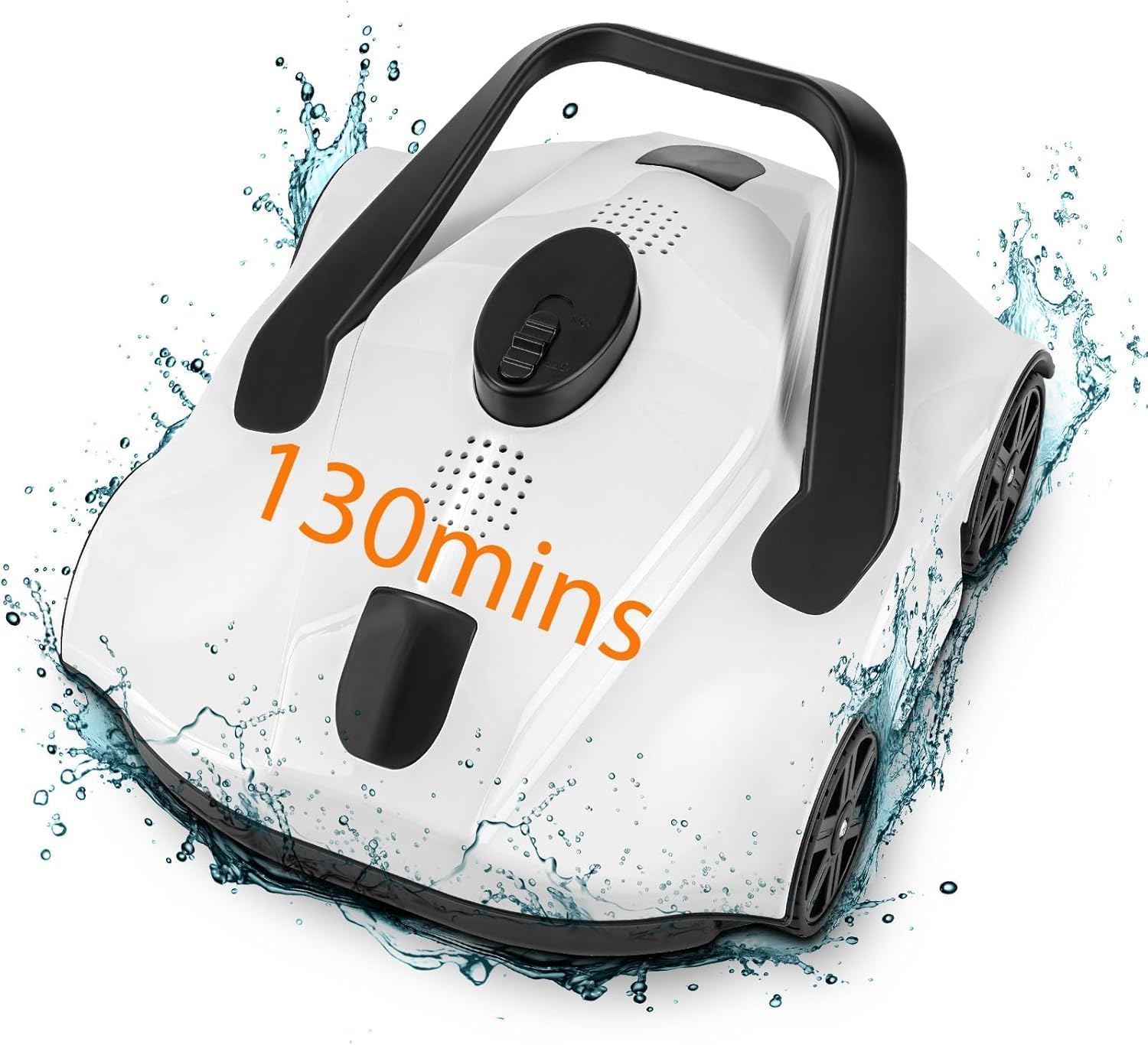 Robotic Pool Cleaner,Up to 1076 Sq.ft,Lasts 130 Mins,SYANSPAN Cordless Pool Vacuum for Above Ground Pool,Powerful Suction Dual-Drive Motors,Pool Robot Vacuum Self-Parking Technology (120mins)