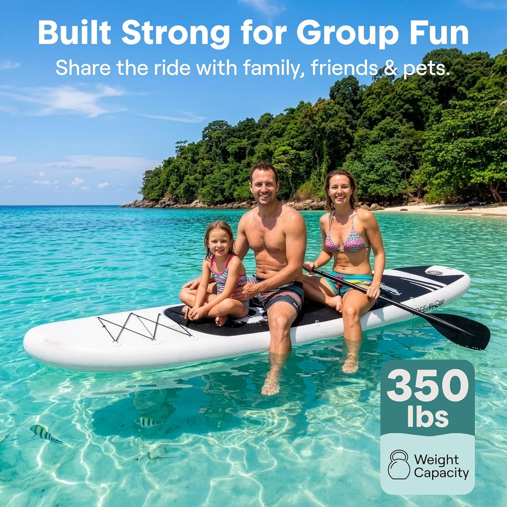 SereneLife Inflatable Stand Up Paddle Board - Wide Stable Design, Non-Slip Deck for Adults & Youth with Premium Paddle Board Accessories: Carry Bag, Dual Action Pump, Paddle, Ankle Leash