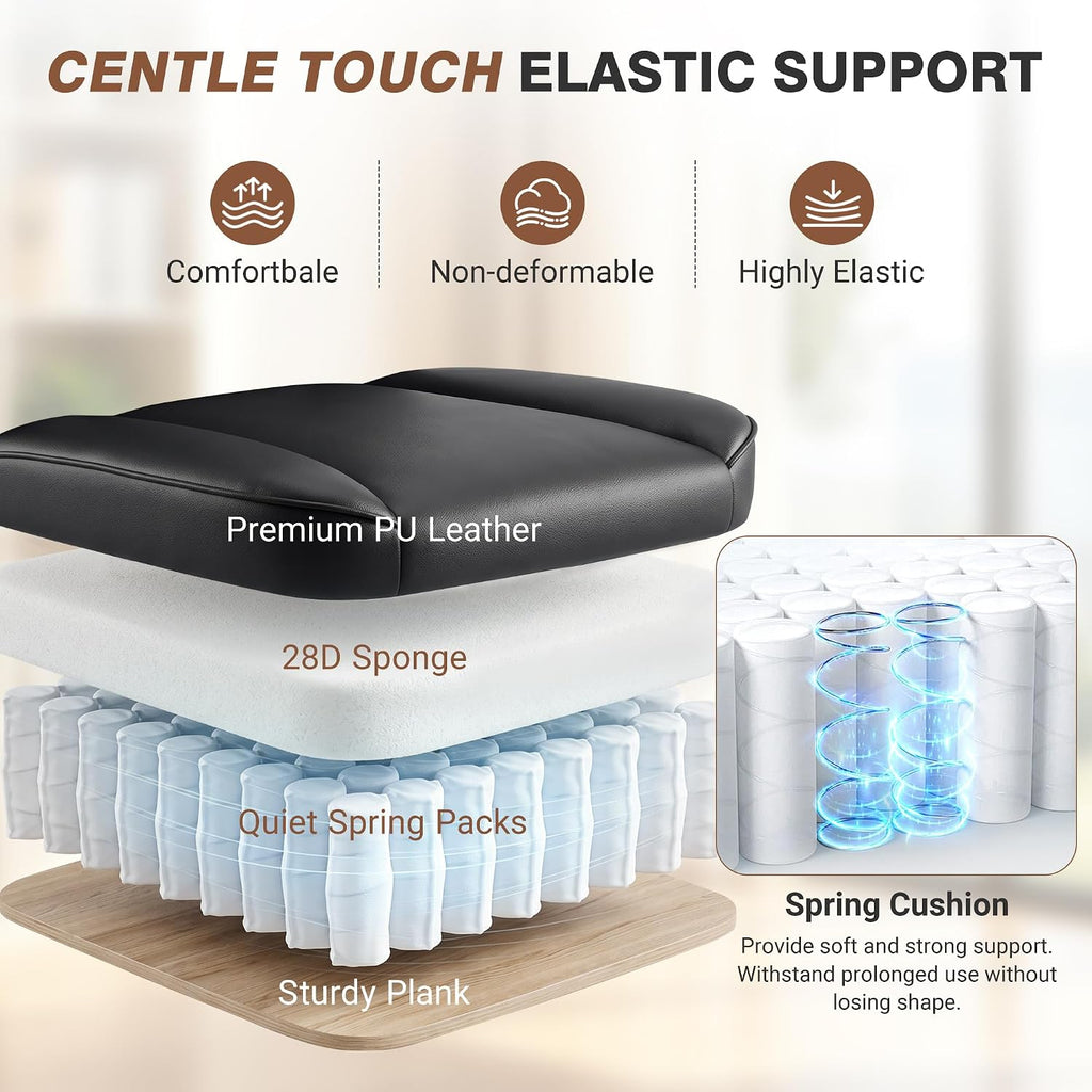 ALLGOD Office Chair Comfy, Big and Tall Executive Leather Chair, High Back Ergonomic Wide Chair with Footrest, Reclining Computer Desk Chair, Heavy Duty Gaming Chair with Padded Arm and Pillow, Black