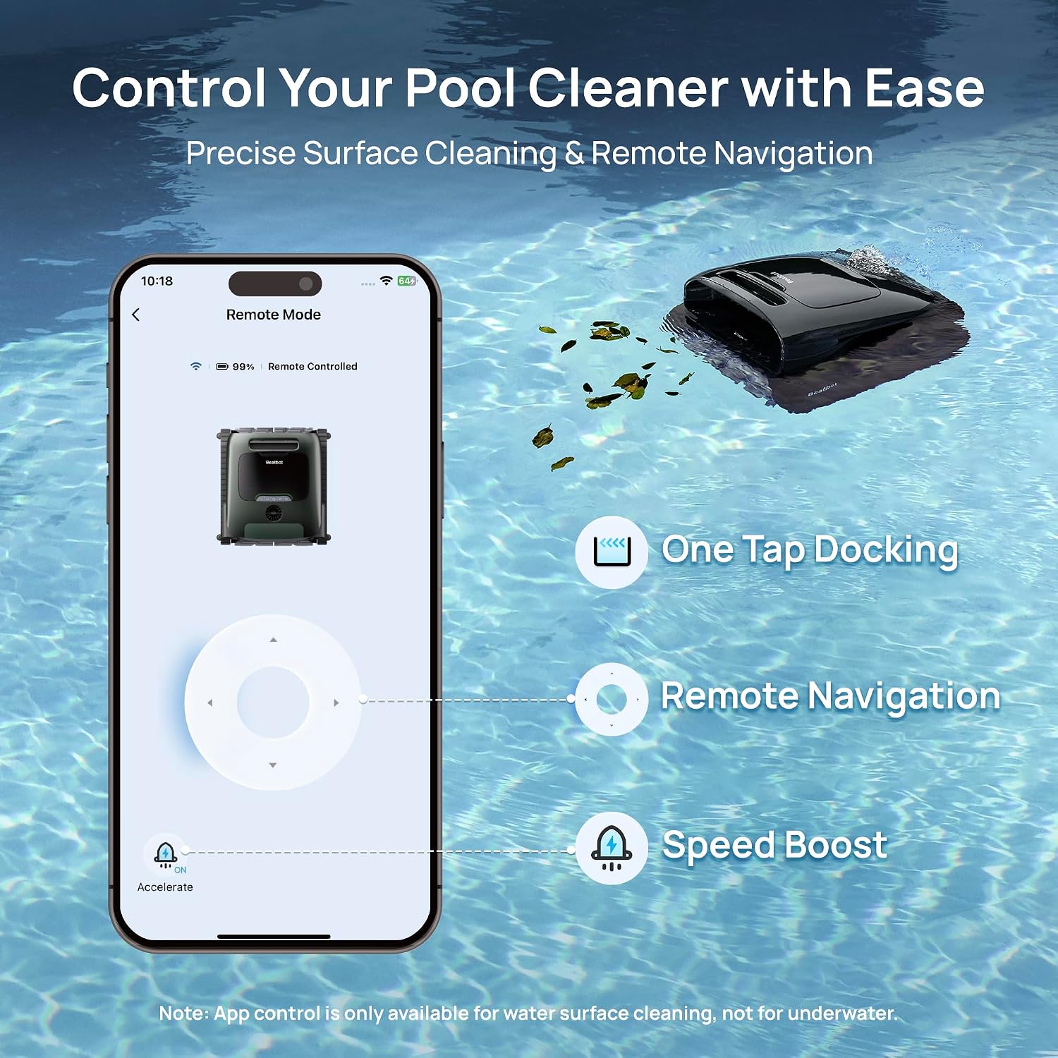 Beatbot AquaSense 2 Pro Pool Vacuum Robot Genuine with All-Weather Protection Cover-Unmatched 5-in-1 Cleaning, Skims Water Surface with Remote Navigation, Surface Parking, Clarifies Water