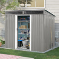 JT 8X6FT Outdoor Storage Shed, Galvanized Metal Garden Shed with Window and Metal Foundation, Tool Storage Shed for Patio Lawn Backyard (Gray- 8ft x 6ft)