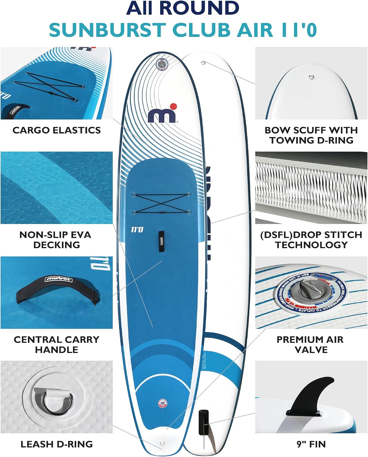 Mistral Stand Up Paddle Board, 11'x31''x6'' Inflatable SUP Yoga & Pilates Kayaking Boards, Stable and Lightweight Paddleboard for All Skill Levels, with SUP Accessories for Adults & Youth