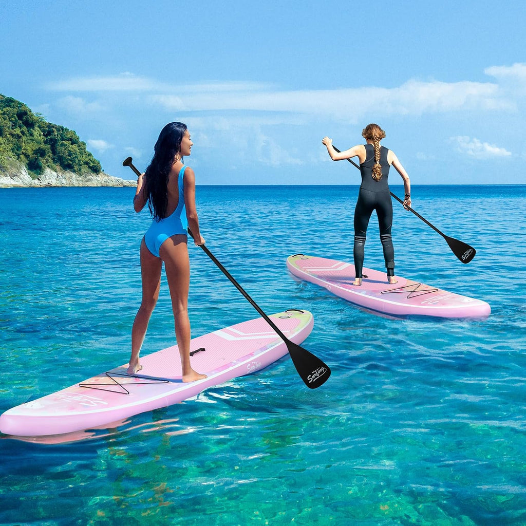 YUSING 11' Inflatable Stand Up Paddle Board with Kayak Seat, Non-Slip Deck SUP Paddle Board with Premium Kayak and SUP Accessories & Backpack, Portable Standing Boat for Youth & Adult