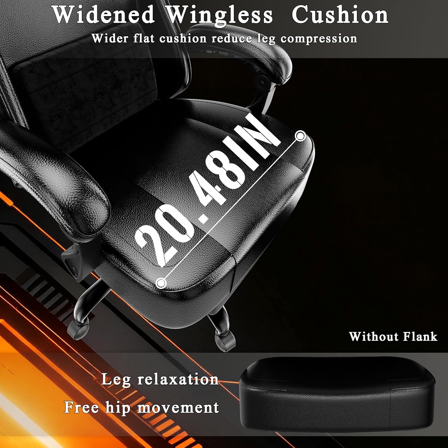 Ergonomic Gaming Chair with Footrest, PU Leather Video Game Chairs for Adults, Comfortable Computer Chair for Heavy People, Reclining Gamer Chair Office Chair with Lumbar Support, Dark Black