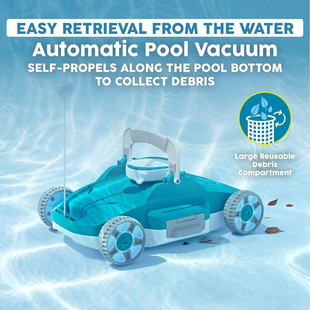 Bestway AquaTronix G200 Automatic Robotic Pool Cleaner, Cordless Pool Vacuum Robot, Ideal for Flat-Bottom Inground and Above Ground Swimming Pools, 90-Min Runtime, Cleans Pool Floor