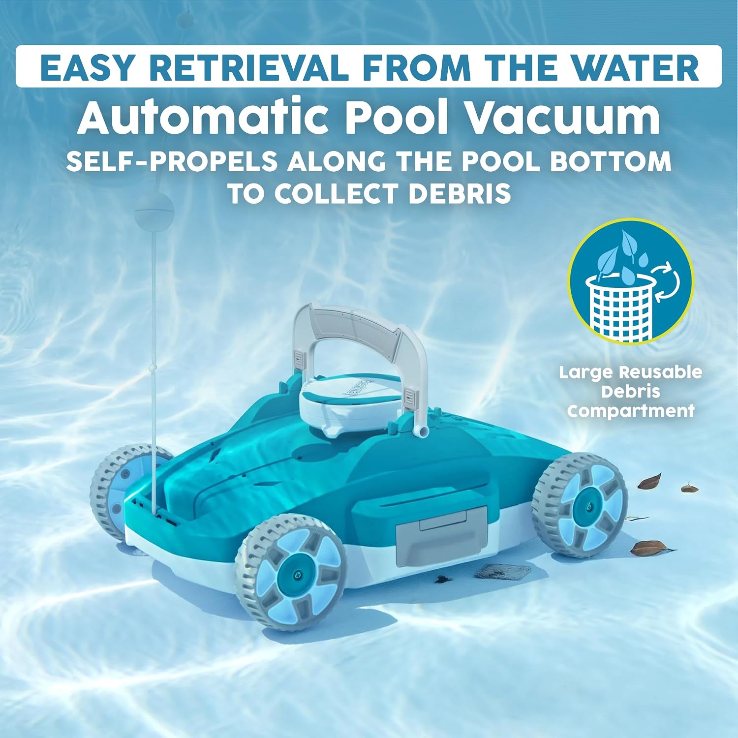 Bestway AquaTronix G200 Automatic Robotic Pool Cleaner, Cordless Pool Vacuum Robot, Ideal for Flat-Bottom Inground and Above Ground Swimming Pools, 90-Min Runtime, Cleans Pool Floor
