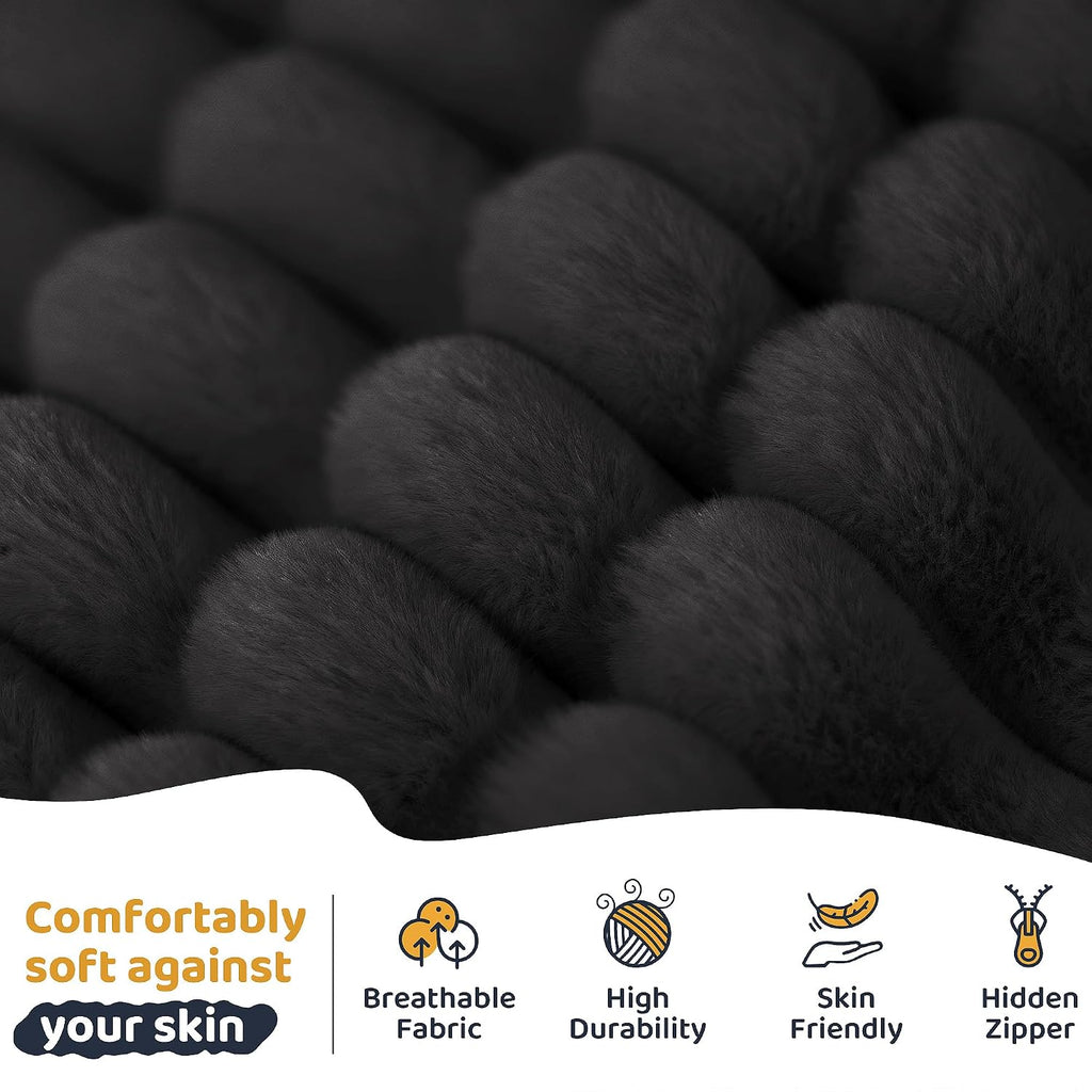 HABUTWAY Bean Bag Chair, Giant Bean Bag Chairs for Adults and Kids, Bean Bag Sofa, Lazy Floor Sofa, Faux Fur Beanbag Chair with Armrests for Living Room Bedroom (Black)